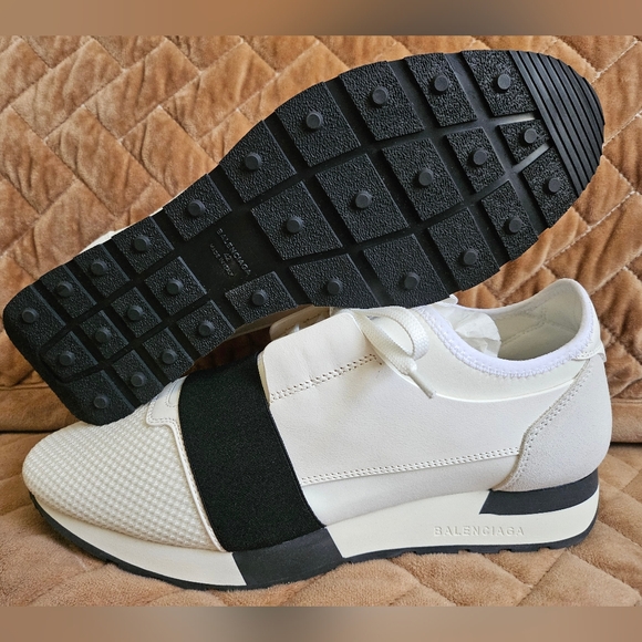 Balenciaga EU 42 US 9 UK 8 Race Runners Black White Blanc Noir Speed Track ITALY - Picture 6 of 13
